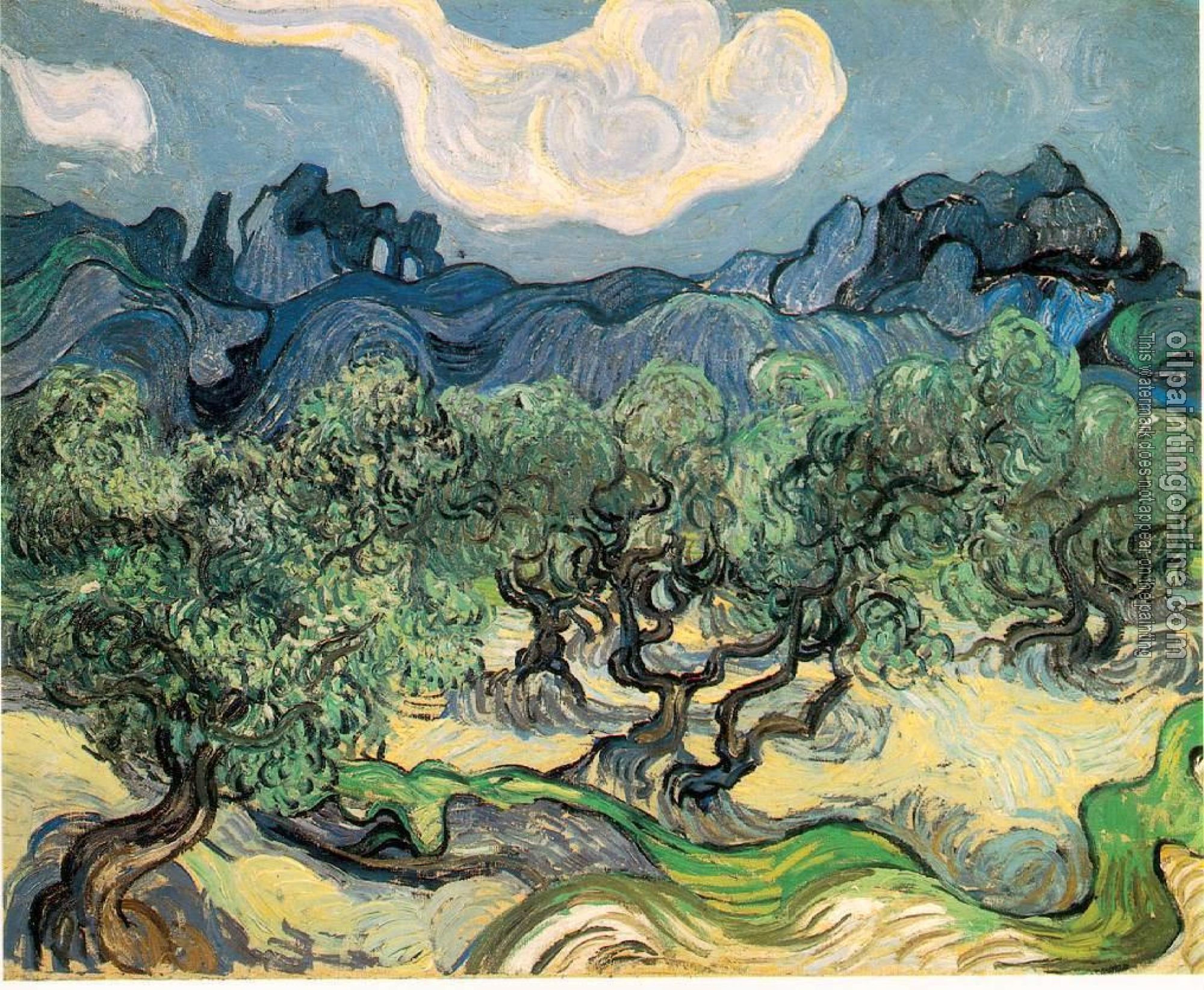 Gogh, Vincent van - Olive Trees with the Alpilles in the Background